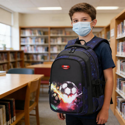 Schulrucksack Jungen Mädchen Fußball Druck Ergonomisch 8-16 Jahre