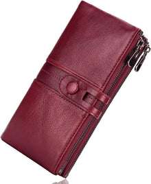Vintage Leder Geldbörse Damen RFID Schutz 13 Kartenfächer