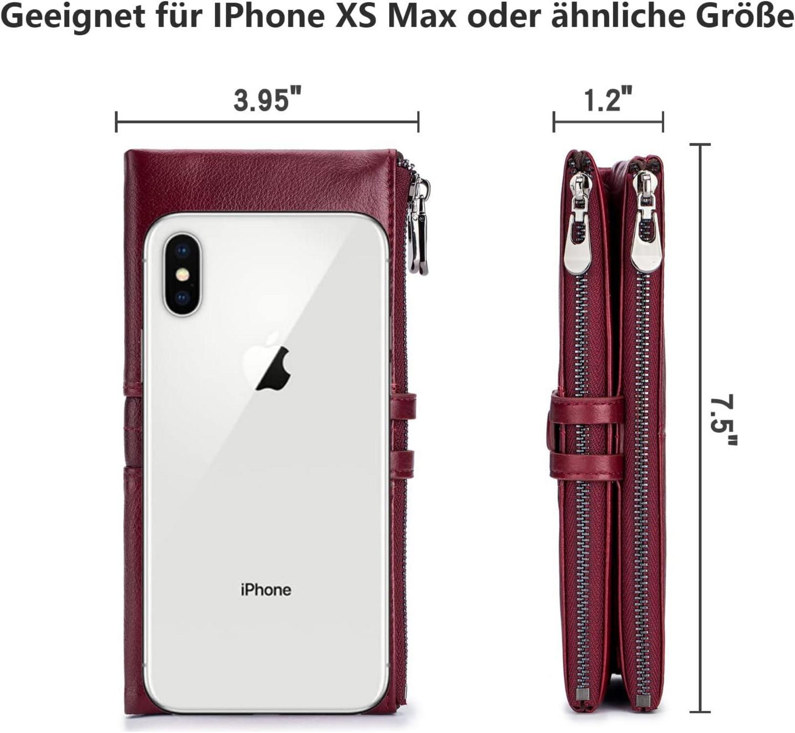 Damen Geldbörse Vintage Leder RFID Schutz 13 Karten Handyfach