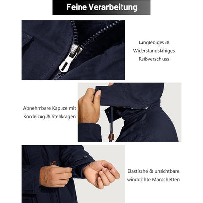 Herren Winterparka Fleecegefüttert mit Kapuze & Taschen