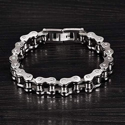 OSTAN Herren Edelstahl Armband Biker Gliederkette schwarz