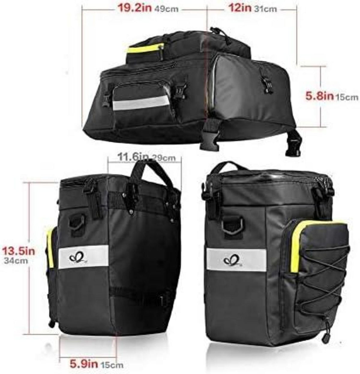 Fahrradtasche 3-in-1 wasserdicht Gepäckträger Rucksack 70L groß mit