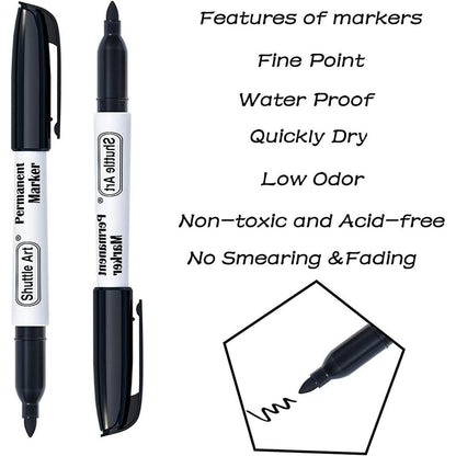 24 schwarze Permanentmarker mit feiner Spitze, wasserfest