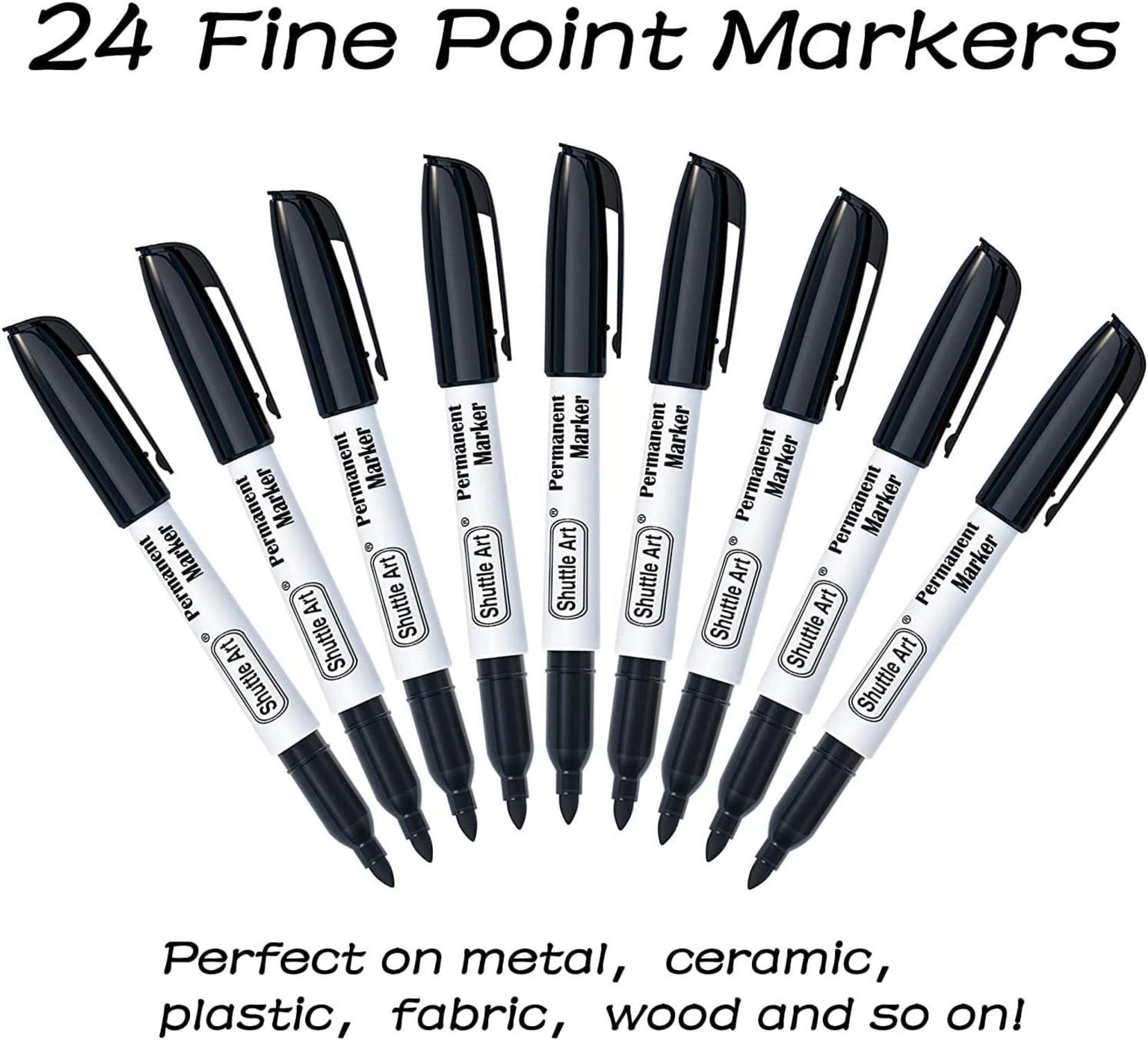 24 schwarze Permanentmarker mit feiner Spitze, wasserfest