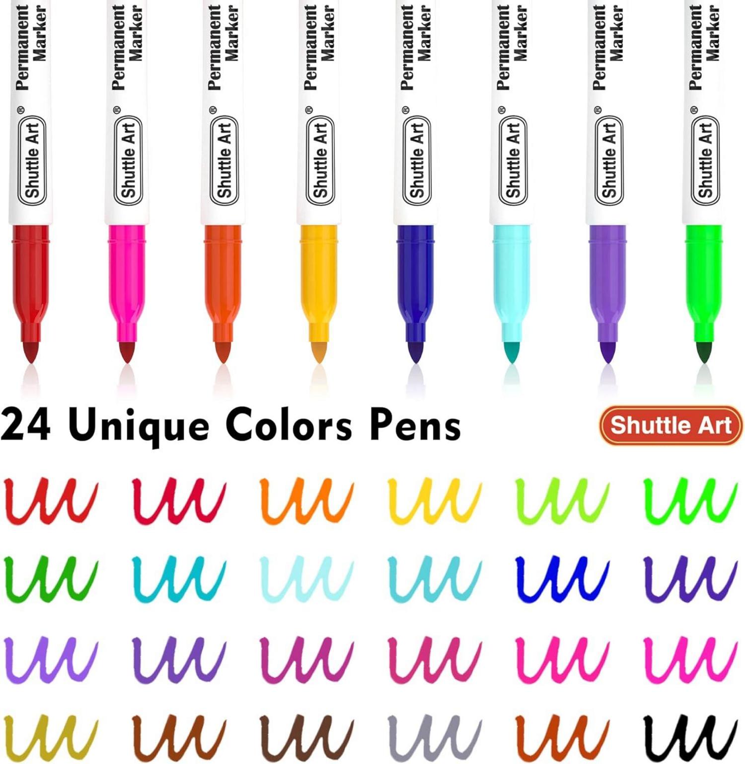 24 Permanent Marker Shuttle Art feine Spitze bunt wasserfest