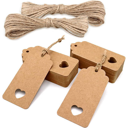 Geschenkanhänger Kraftpapier mit Juteschnur, 200 Stück, Braun