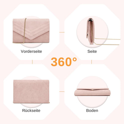 Damen Clutch Envelope Abendtasche Elegant Kettentasche Schwarz