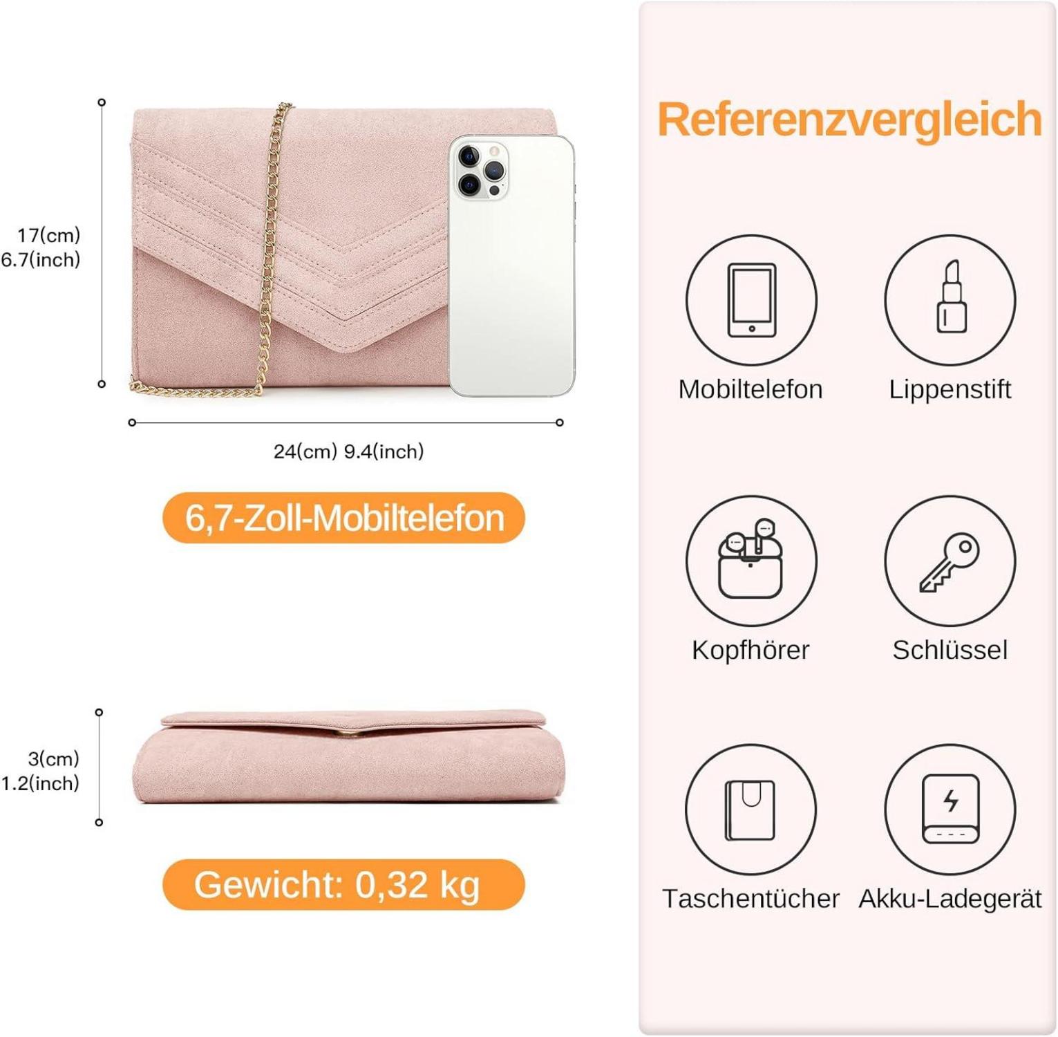 Miss Lulu Damen Clutch Abendtasche Kettentasche Handtasche Hochzeit