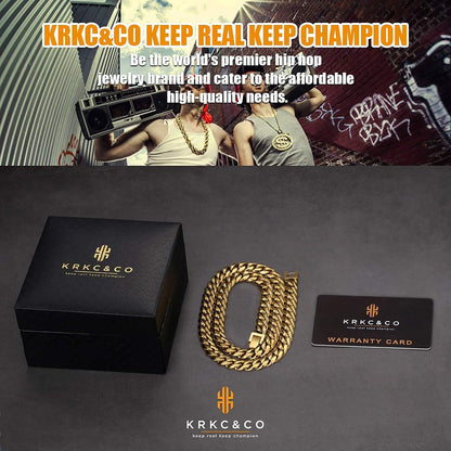 Panzerkette Herren Halskette 18K Gold Cuban Link 10/12/14mm 50.8cm