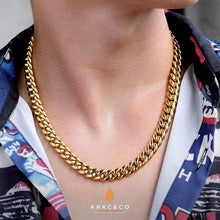 Herren Panzerkette 18K Gold Cuban Link Chain 10mm 45.7cm