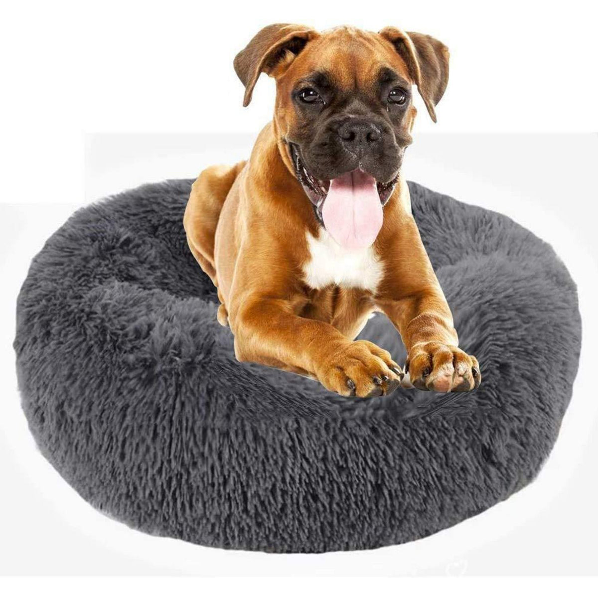 Flauschiges Haustierbett Donut – Hundekissen 120cm Darkgray