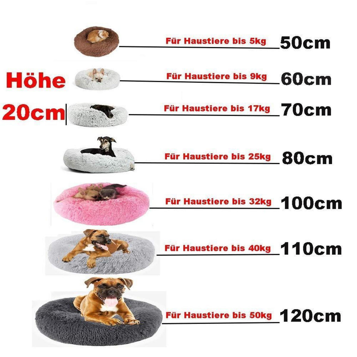 Deluxe Haustierbett Donut Cuddler – Braun, 120cm