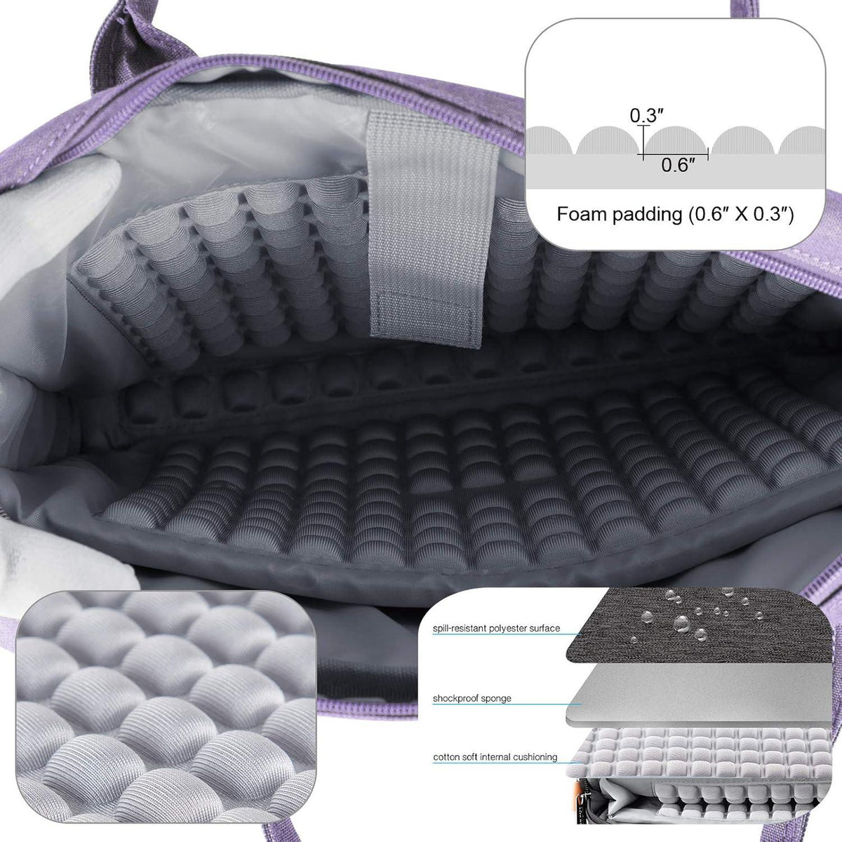 Laptoptasche 15-15.6 Zoll violett mit Schulterriemen & Trolley-Gurt