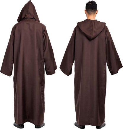 Umhang mit Kapuze Erwachsene Robe Halloween Kostüm Braun L