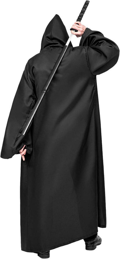 Umhang mit Kapuze Halloween Robe Erwachsene Schwarz XXL