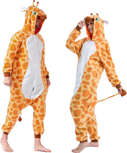 Plüsch Giraffe Pyjama Jumpsuit Tier Kostüm Halloween XL Orange
