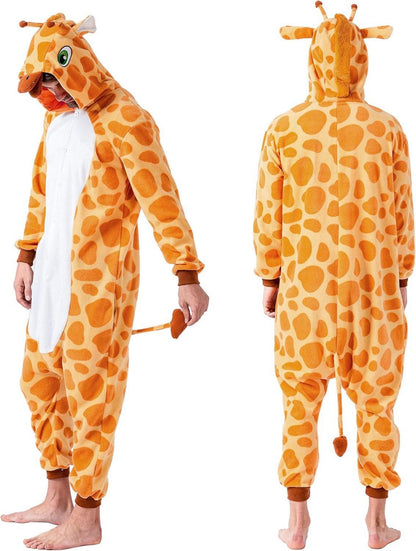 Plüsch Giraffe Pyjama Jumpsuit Tier Kostüm Halloween XL Orange