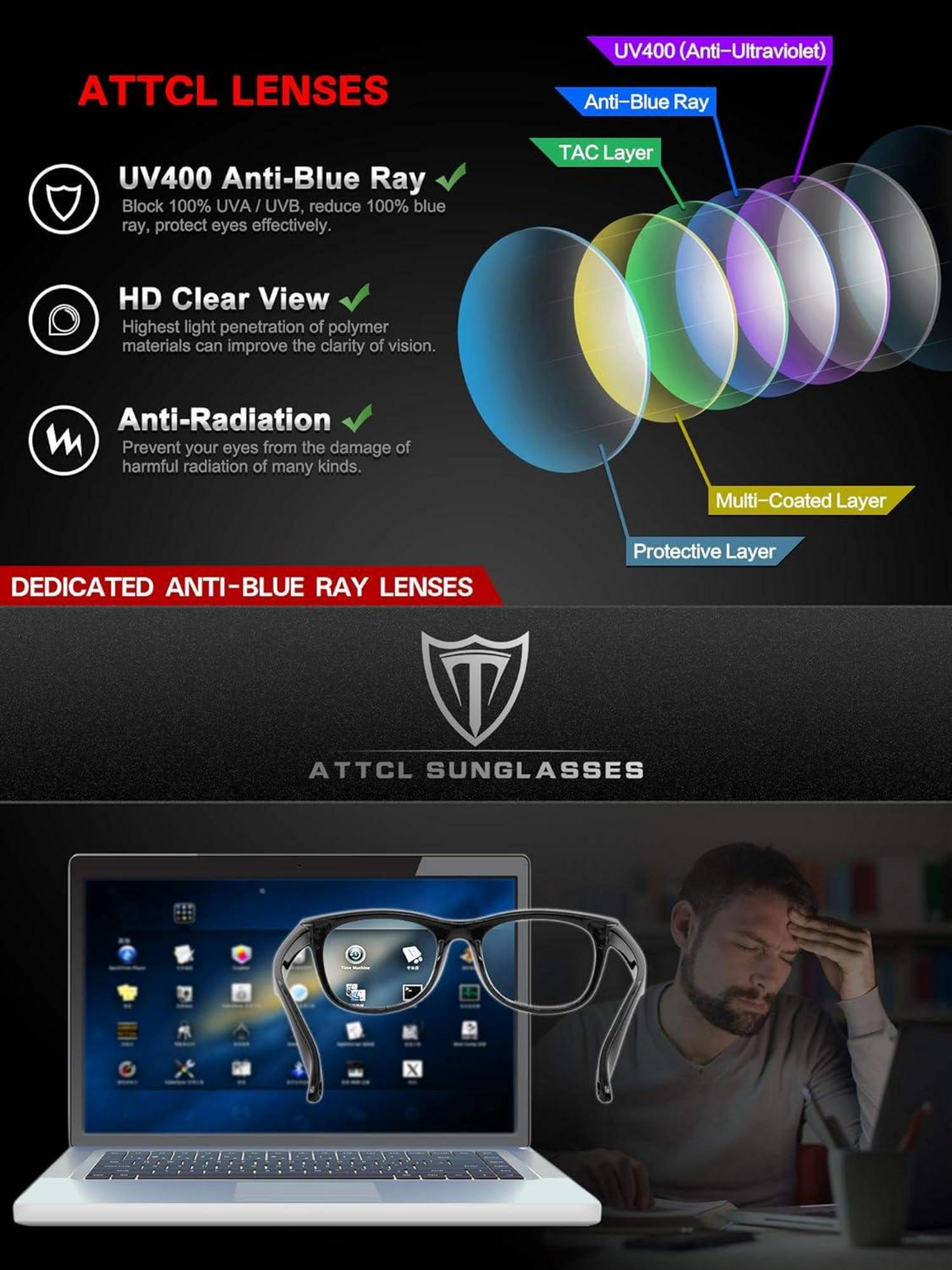 ATTCL Blaulichtfilter Brille Computer Gaming UV Schutz Unisex