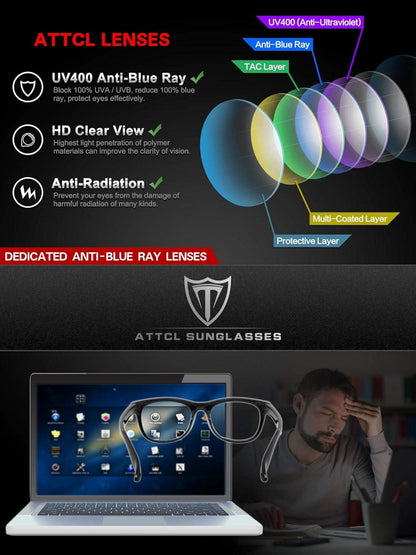 ATTCL Blaulichtfilter Brille Computer Gaming UV Schutz Unisex