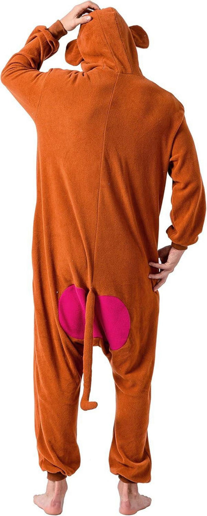 Affe Tier Kostüm Onesie Pyjama Plüsch Erwachsene Orange