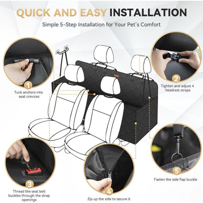 Looxmeer Hundedecke Auto Wasserdicht 137x147 cm Schwarz