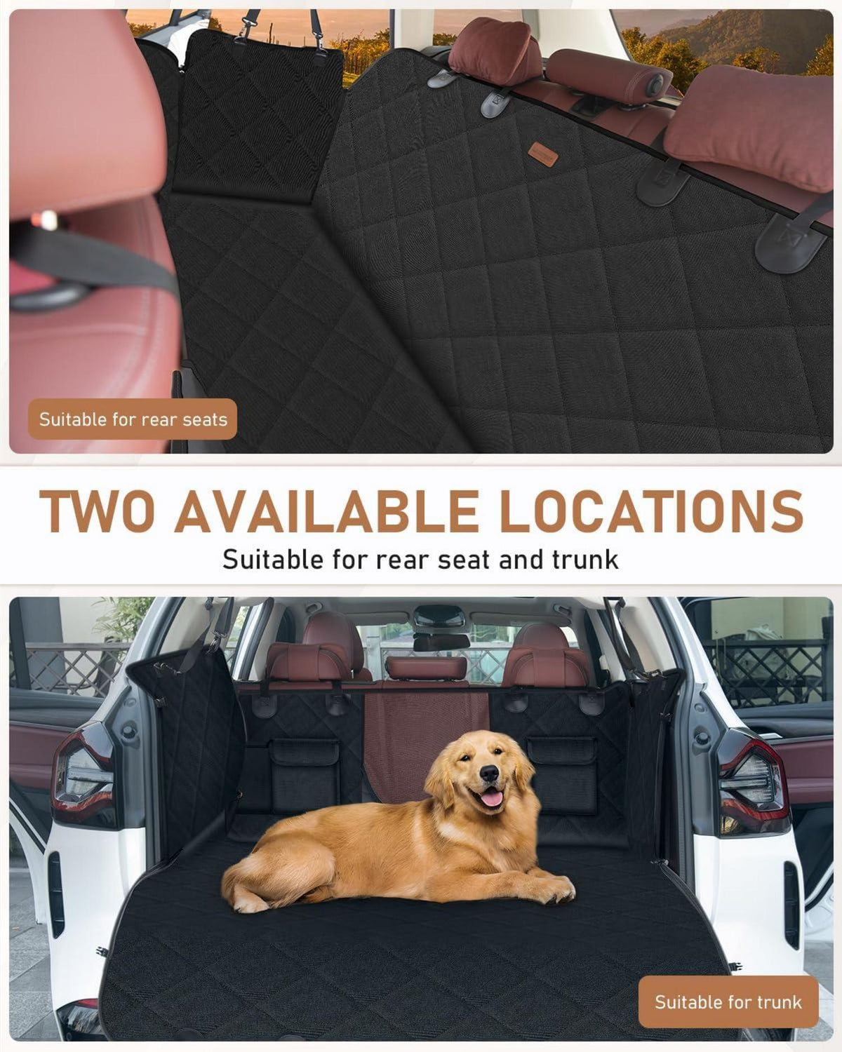 Hundedecke Auto Rückbank, Wasserdicht Kratzfest Schwarz 137 x 147 cm