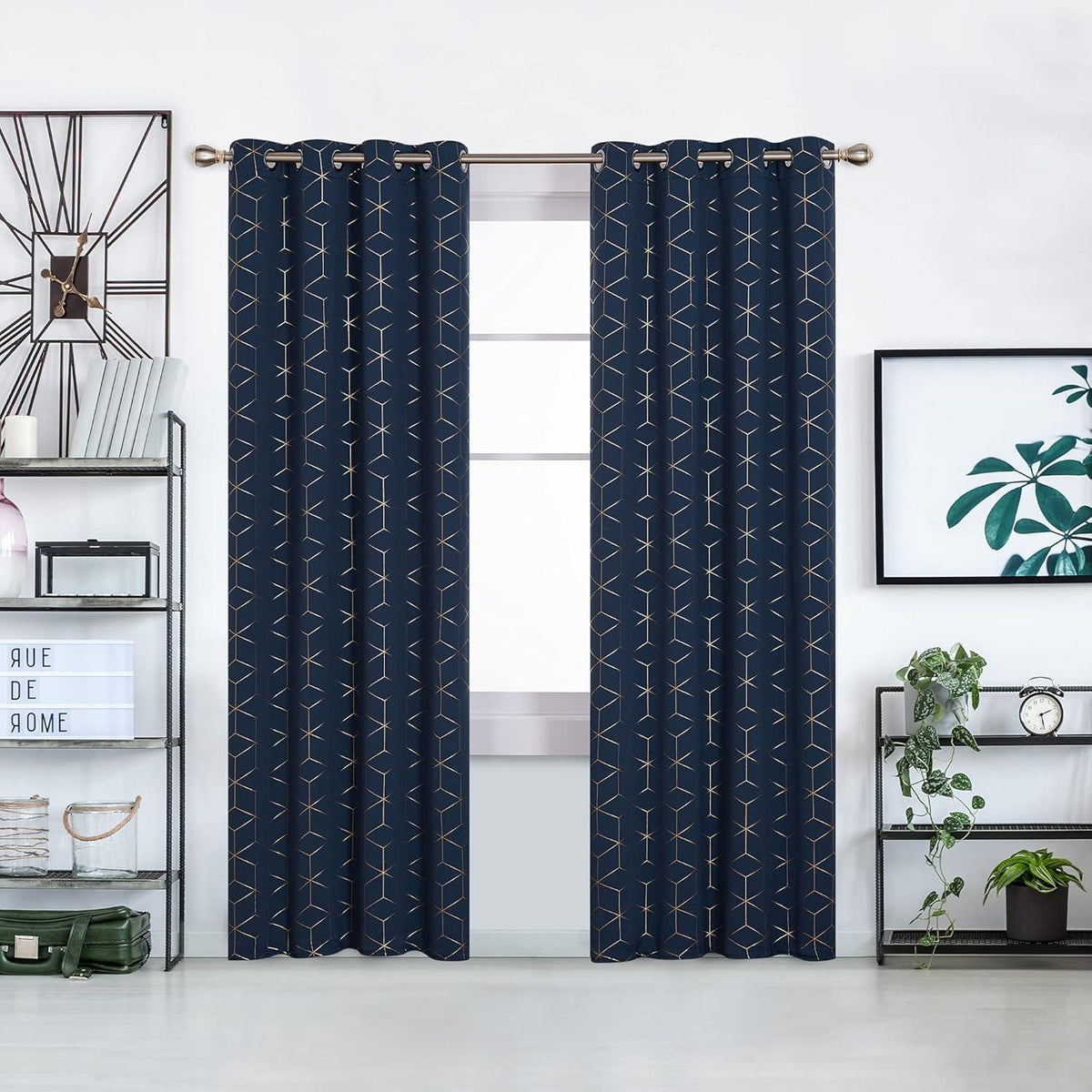 Deconovo Verdunkelungsvorhänge 229x117 cm 2er Set Dunkelblau
