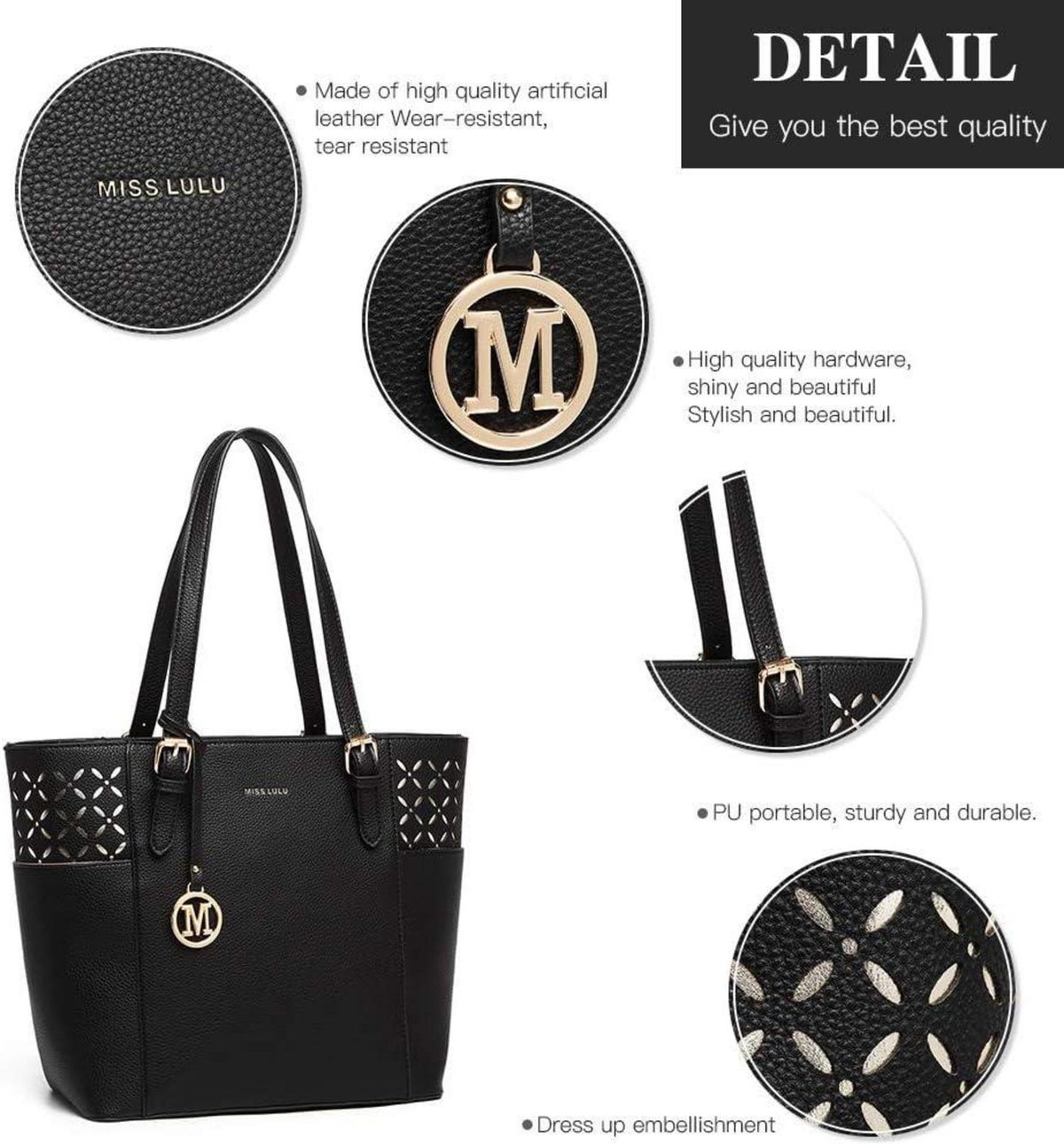 Elegante große Damenhandtasche mit Laser-Gravur & verstellbarem