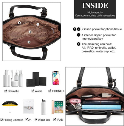 Elegante Miss Lulu Damen Handtasche Shopper Schultertasche PU-Leder