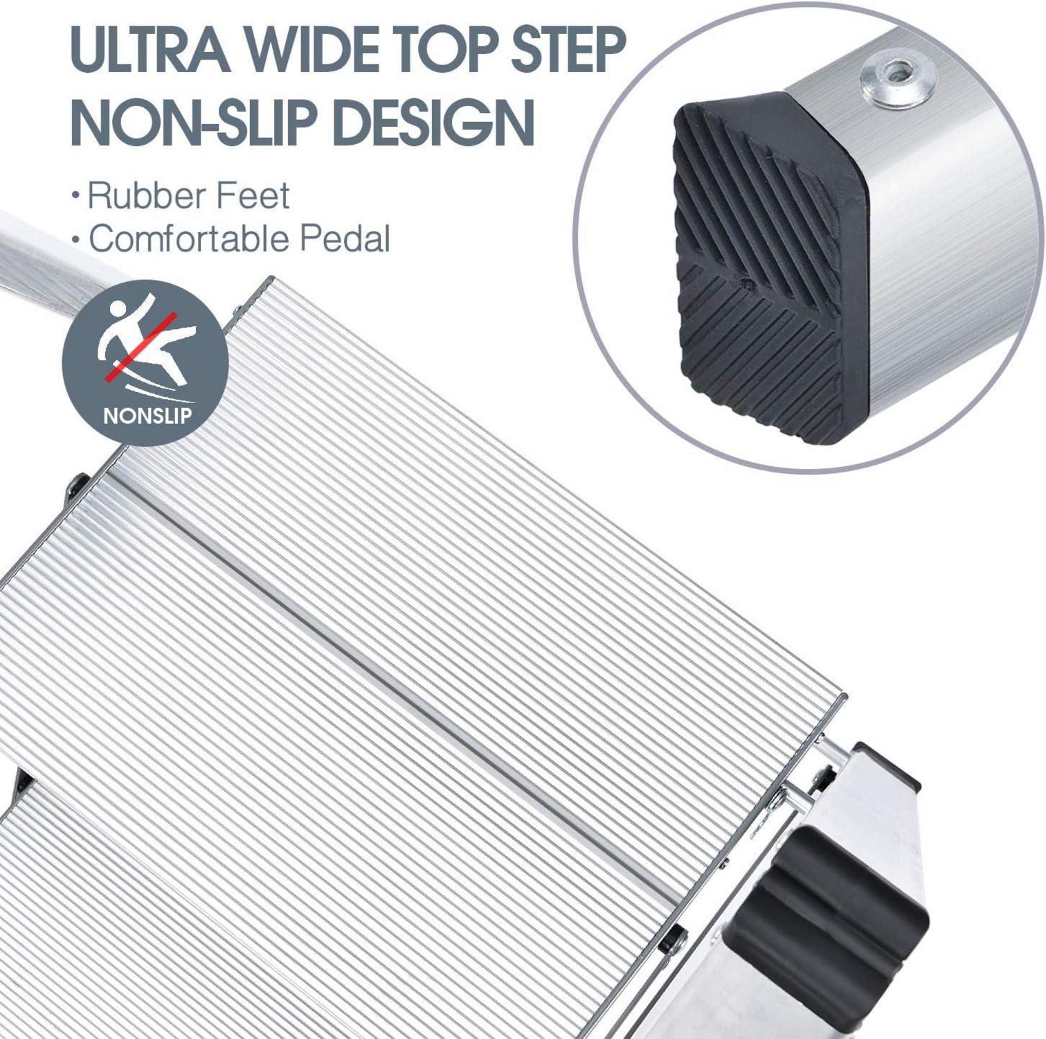Stufenleiter 3-Stufen Aluminium Tritthocker mit Handlauf