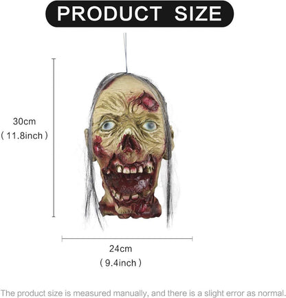 Cut Off Head Prop Halloween Zombiekopf mit Perücke Blutig Hängend
