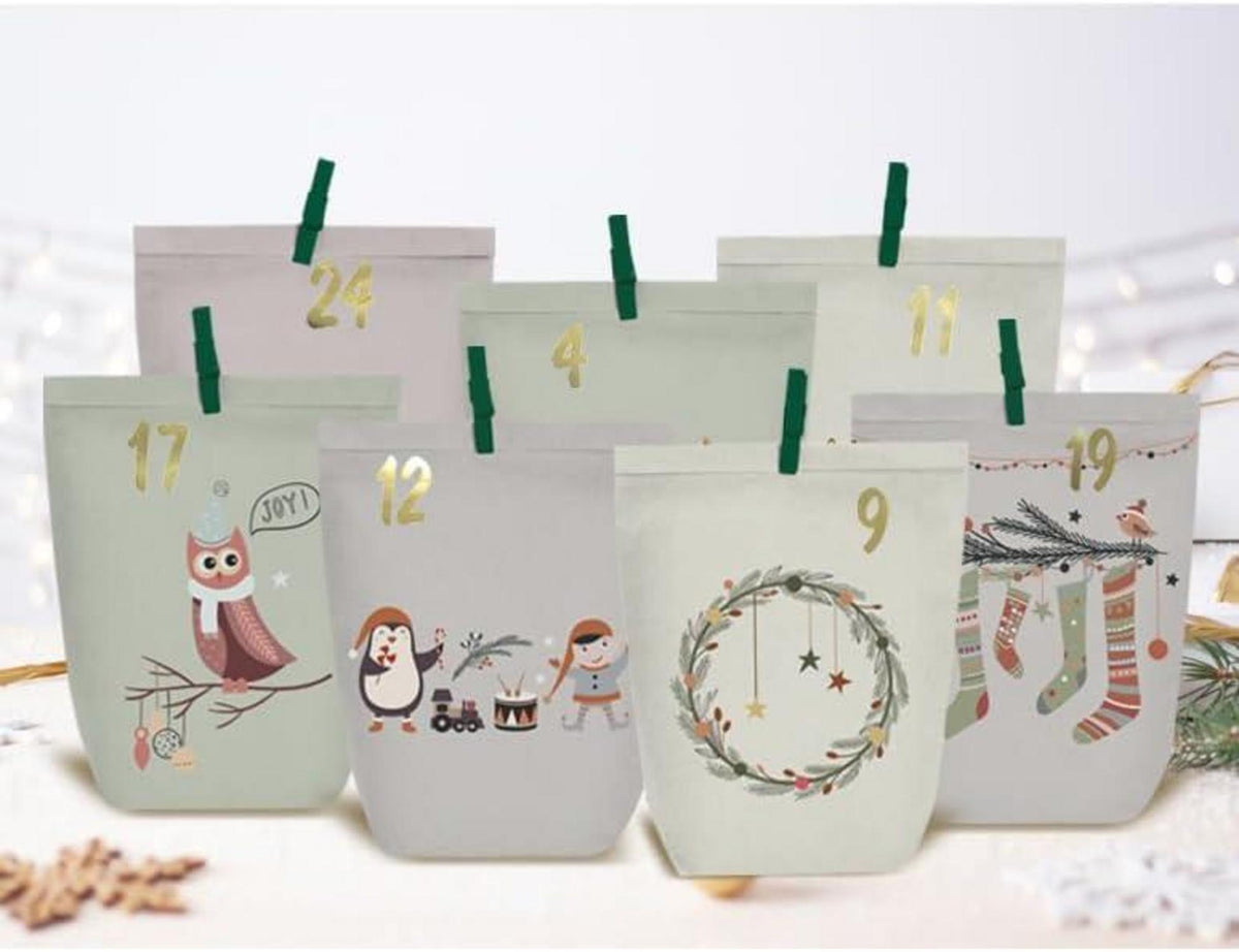 Adventskalender zum Befüllen 24 Weihnachtstüten DIY