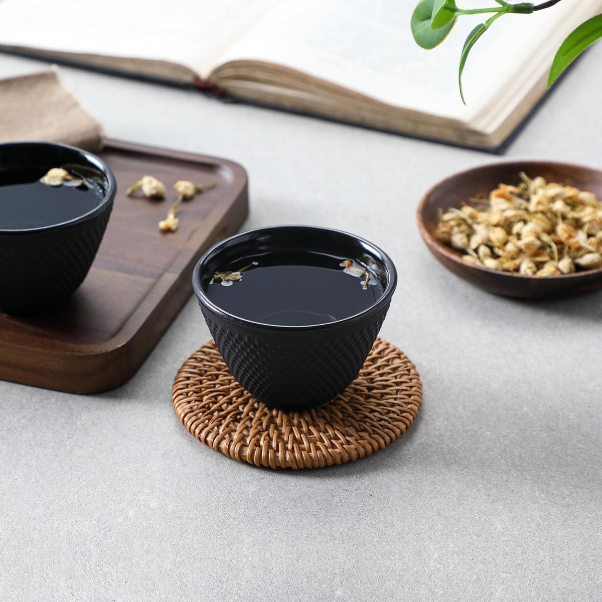 Gusseisen Teetassen Set Japanisch Traditionelles Design 2er Ø 8cm