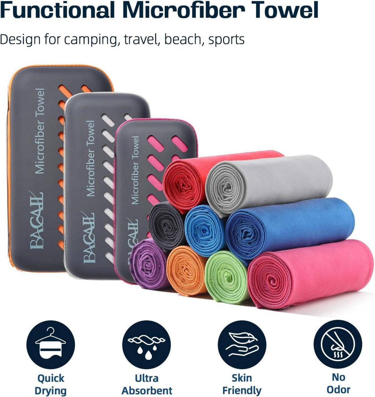 Mikrofaser Handtuch - Kompakt & Schnelltrocknend - Orange XL