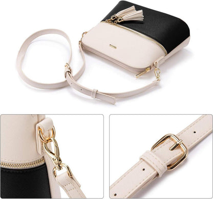 Schwarze Damen Handtasche Set Groß Leder Schultertasche 3-teilig