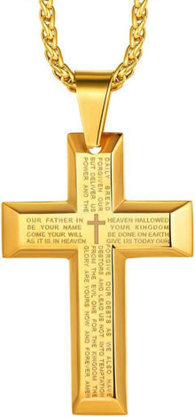 Edelstahl Kreuz Anhänger Halskette Weizenkette Schwarz Gold