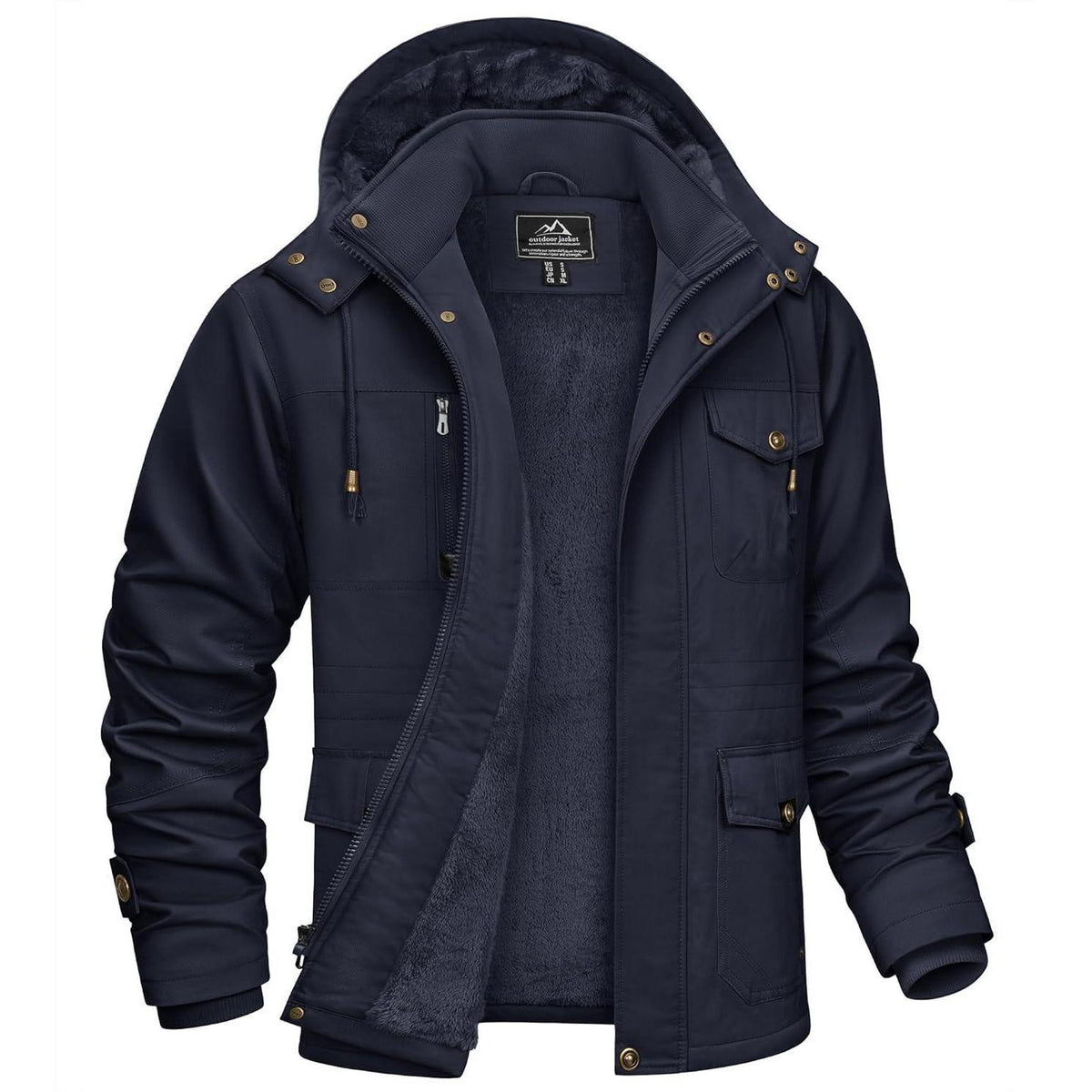 Herren Winterparka mit Kapuze – Warm gefüttert & Vieltaschen