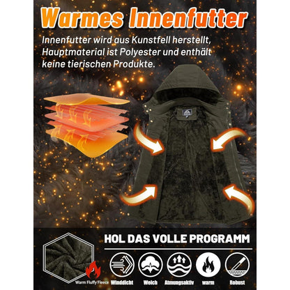 Herren Winterparka mit Kapuze & Cargo Taschen Dunkeloliv