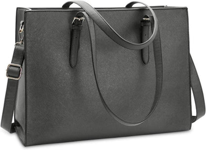 Große Schwarz Damen Handtasche 15.6 Zoll PU-Leder Business Shopper