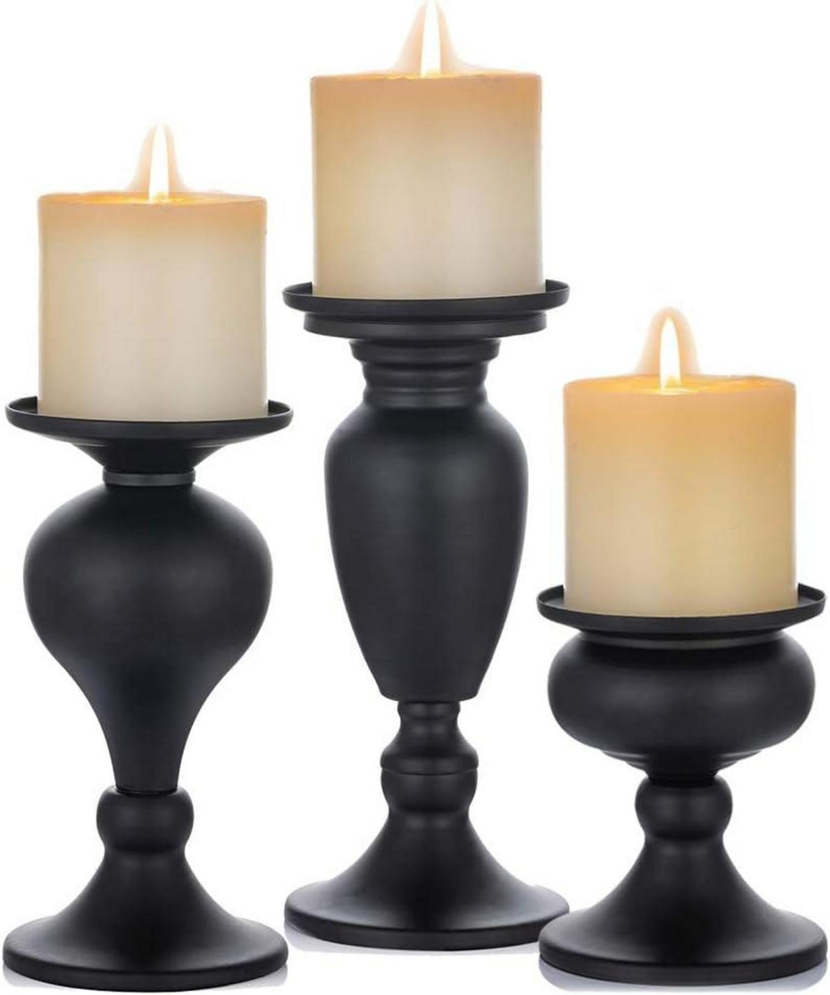 Dekorative Kerzenständer Vintage Metall 3er Set Schwarz