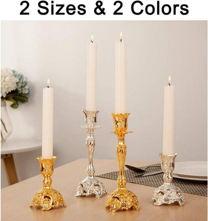 2er Set Kerzenständer Silber Vintage Hochzeit Tischdeko Schabbat