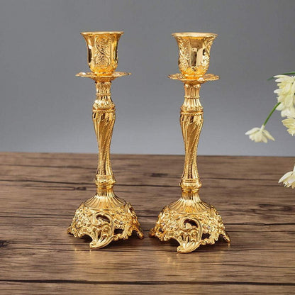 2er Set Goldene Kerzenständer für Schabbatkerzen - Metall