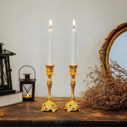 2er Set Goldene Kerzenständer für Schabbatkerzen - Metall