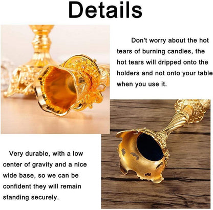 2er Set Kerzenständer Kerzenhalter Gold Vintage Deko Hochzeit