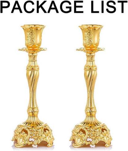 2er Set Kerzenständer Kerzenhalter Gold Vintage Deko Hochzeit