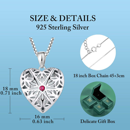 FJ Damen Medaillon Kette 925 Silber Foto Anhänger Herz Rubine