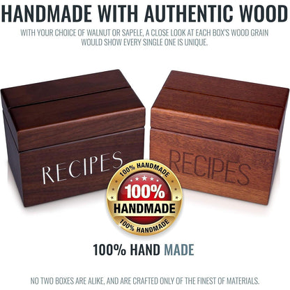 Holz Rezeptbox mit Rezeptkarten – Walnuss Rezeptkiste