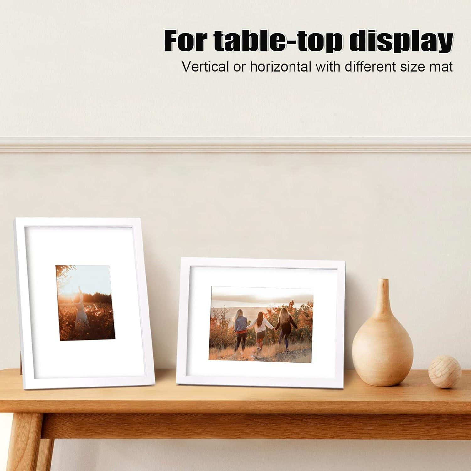Bilderrahmen 28x36 cm Weiß Holz Acrylglas Tisch Wand 4er-Set Eleganter Rahmen