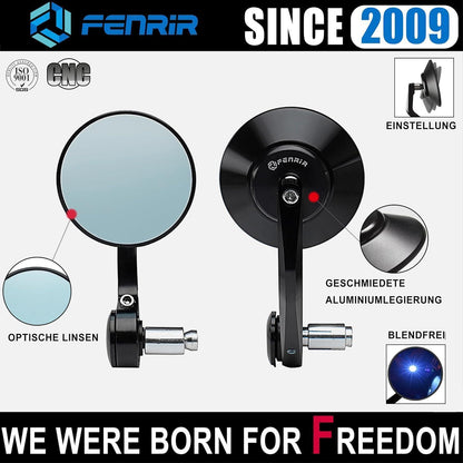 Motorrad Runden Lenkerendenspiegel CNC Aluminium Blau