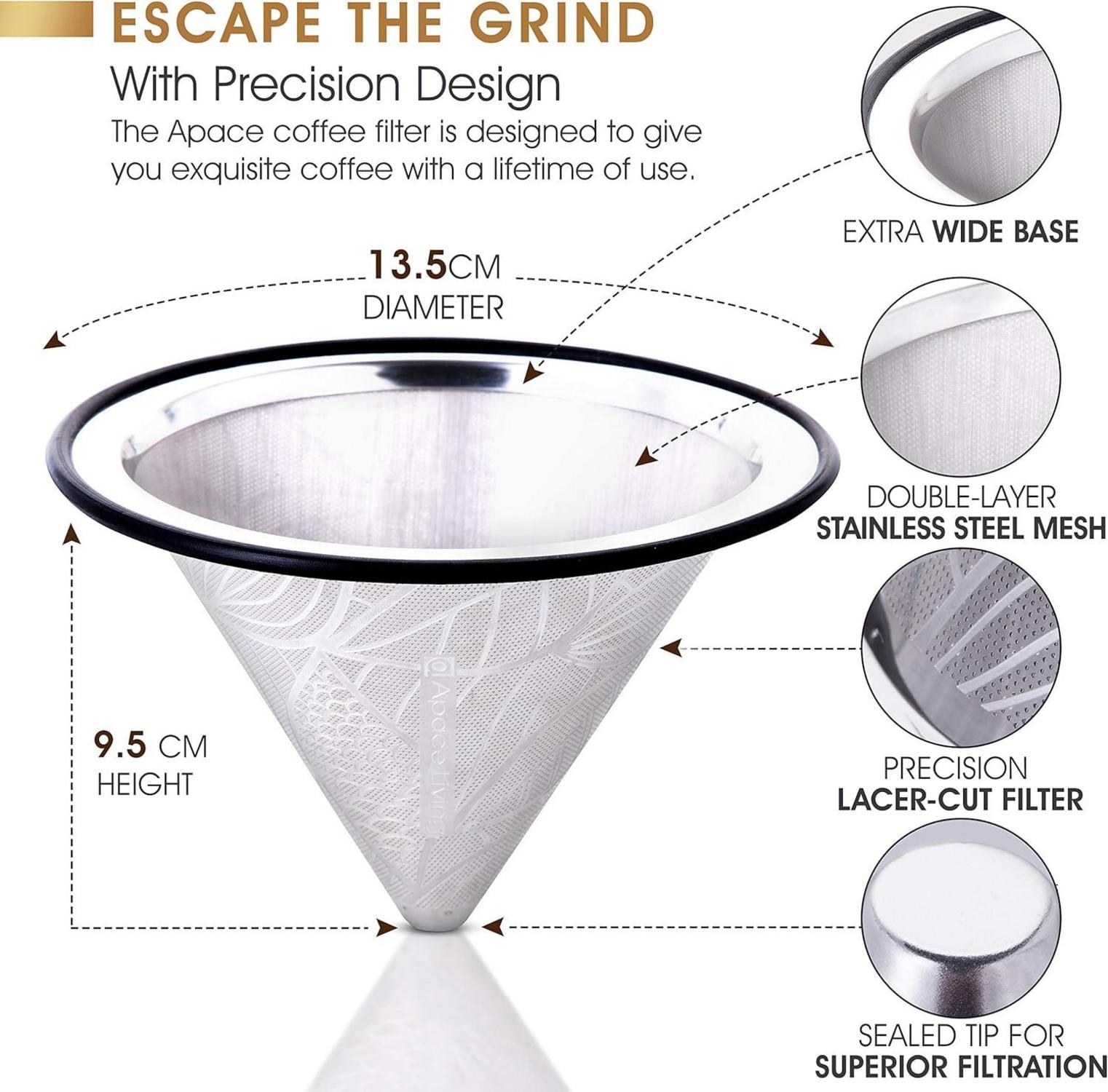 Edelstahl Kaffeefilter für Chemex Hario Bodum Kaffeebereiter